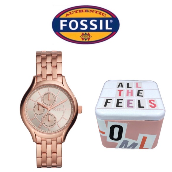 Fossil DAYDREAMER 3-Hand Rose Gold Tone Stainless Steel...